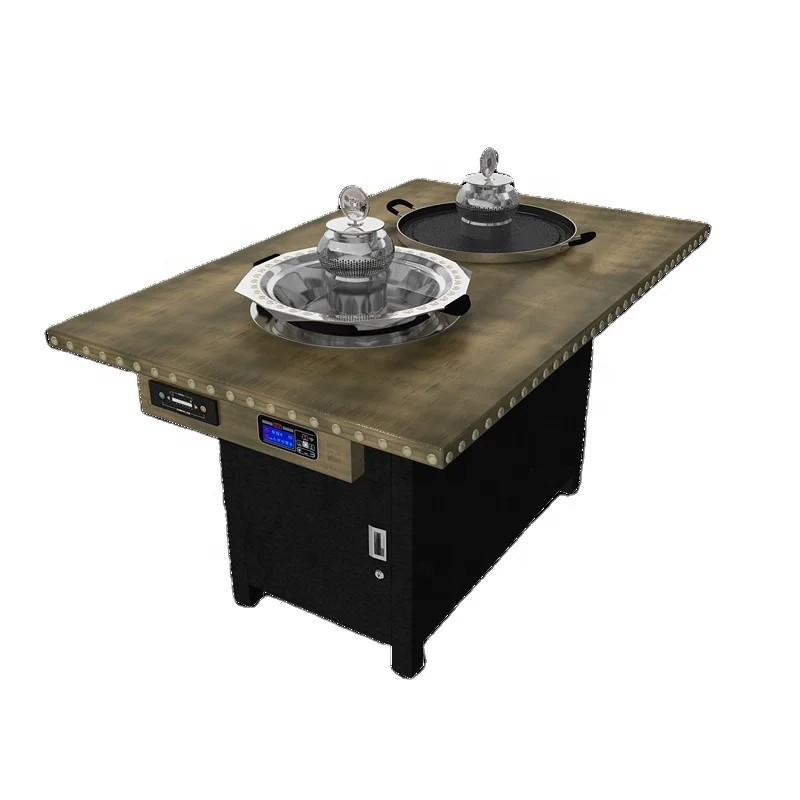 Smokeless Hot Pot BBQ Grill Table with Korean Restaurant Equipment