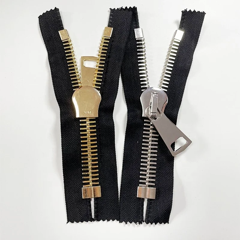 Zipper factory large zippers 30 metal swiss european style silver gold teeth close end heavy duty metal zipper for bags garment