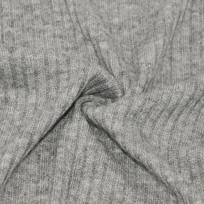 Rayon 50% Nylon 20% Polyester 30% Hacci Knit Fabric Winter Autumn Sweater Fabric Rib Knit Melange Fabric