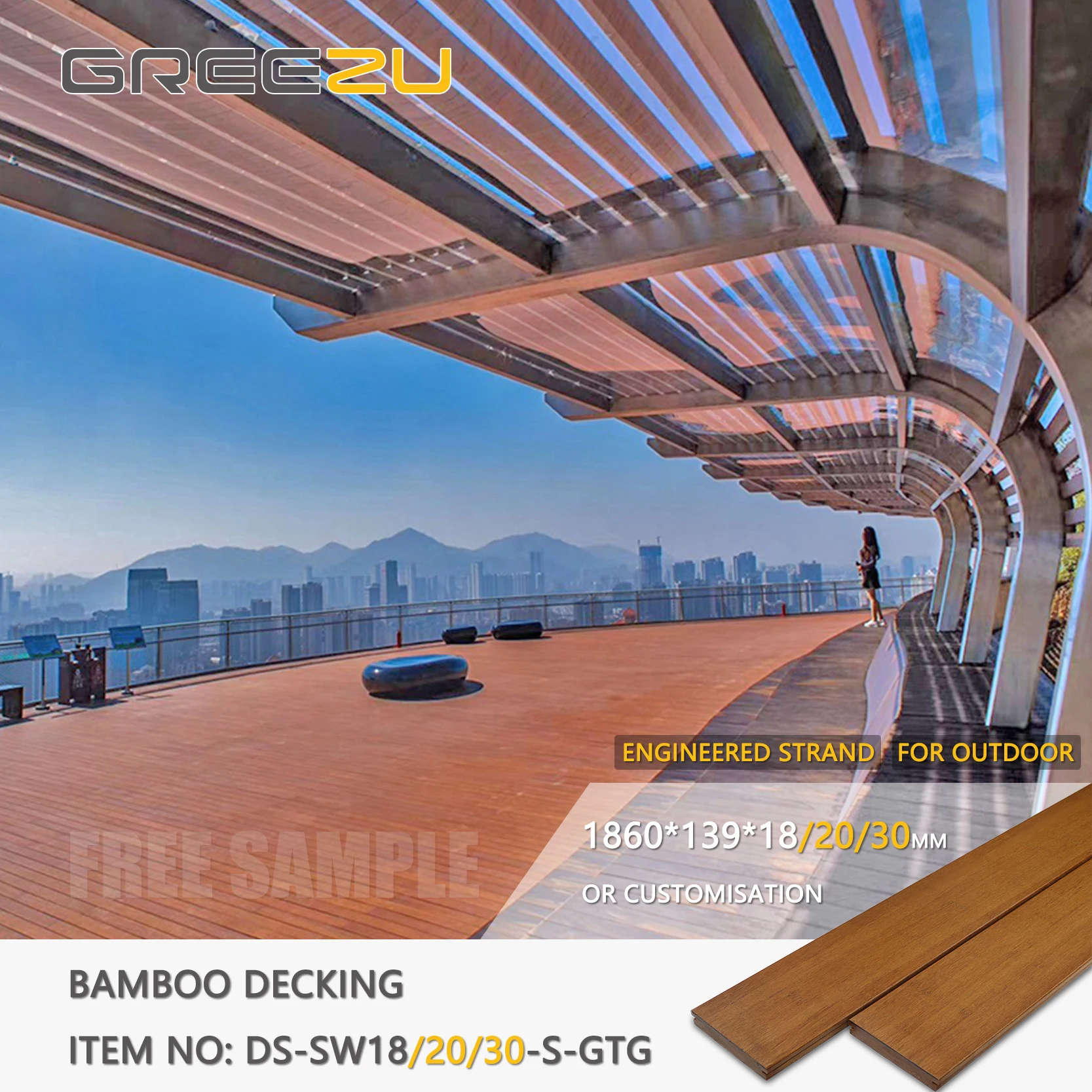 Eco forest balcony strand woven bamboo decking Outdoor rustic non slip moso bamboo deck tile Bamboo deck flooring & accessories