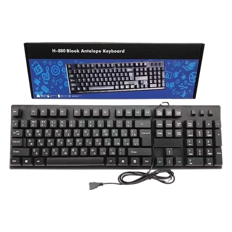 
H-880 Customizable 104 keys keyboard Russian USB2.0 wired keyboard for laptop and deaktop 