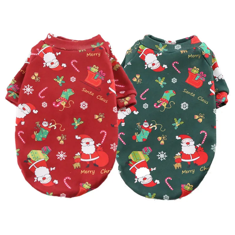 Cuhk Dog and Cat Teddy Bear Hoodie Christmas Printed Fleece Spring Autumn Pet Supplies Nylon Cotton Apparel Plus Shirt Style