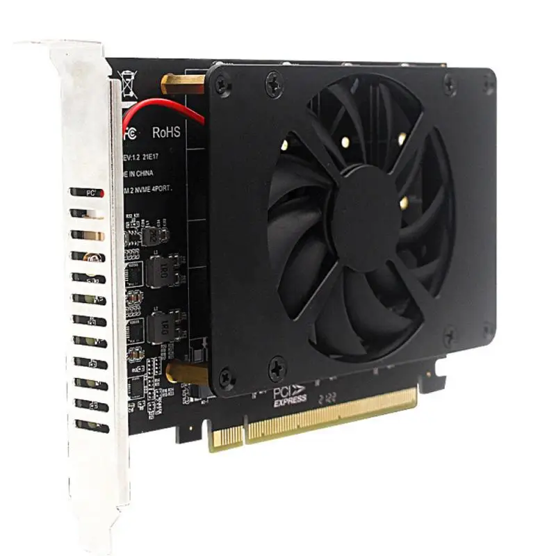 PCI E X16 NVME M.2 MKEY SSD RAID массивный адаптер расширения материнская плата сплит карта 4 disk массивная карта с охлаждающим