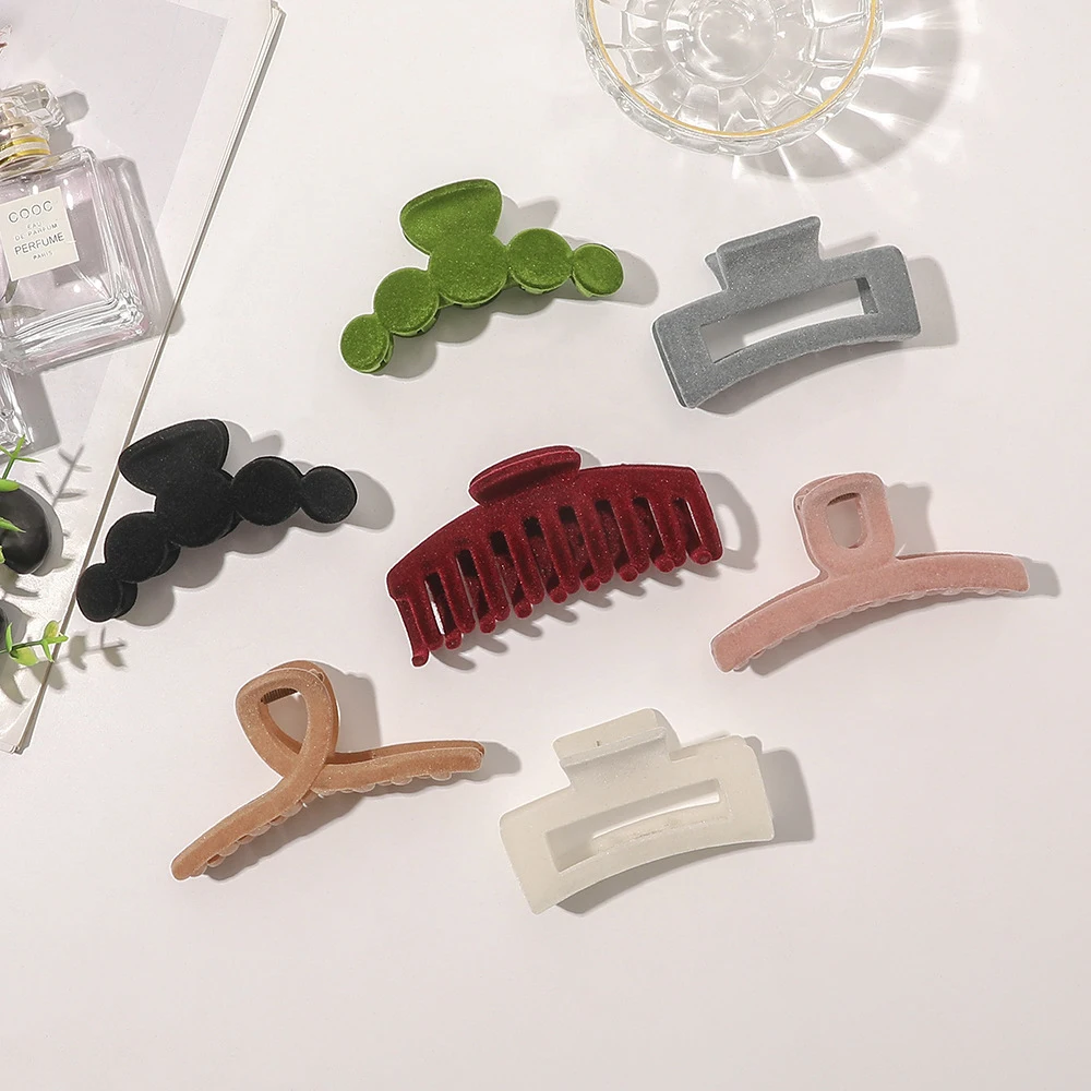 Korean Hair Clip Velvet INS Simple Elegant Claw Clip For Women Square Wholesale Winter Hair Clip