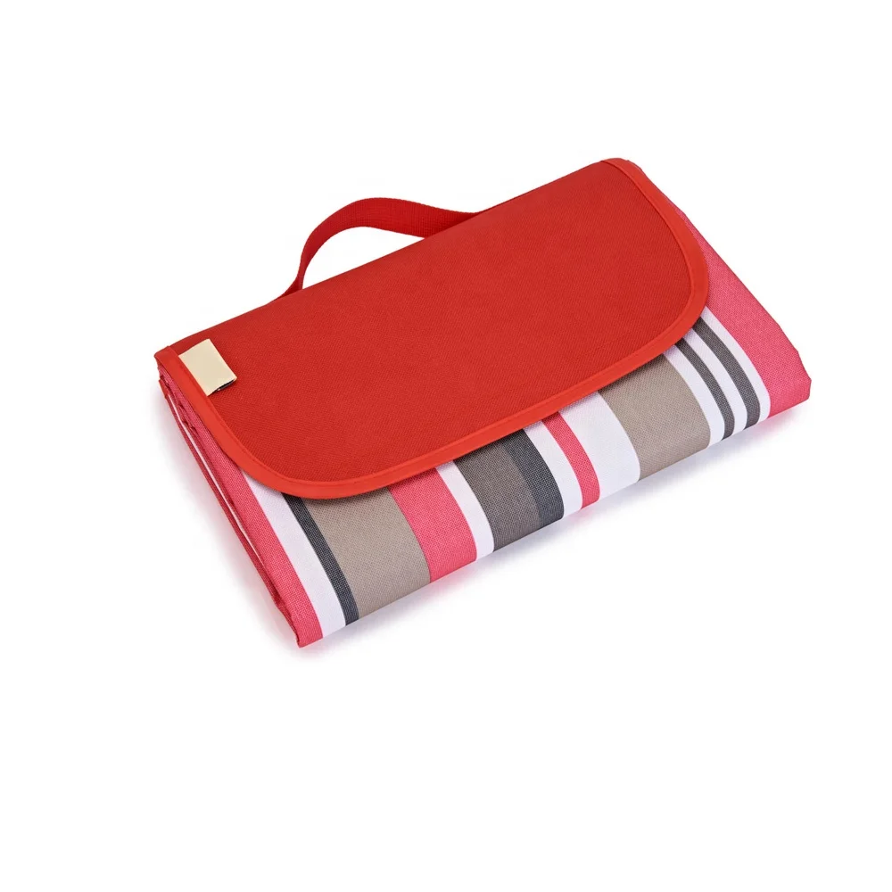 Outdoor Camping Red strips Pattern Picnic blanket waterproof camping mat