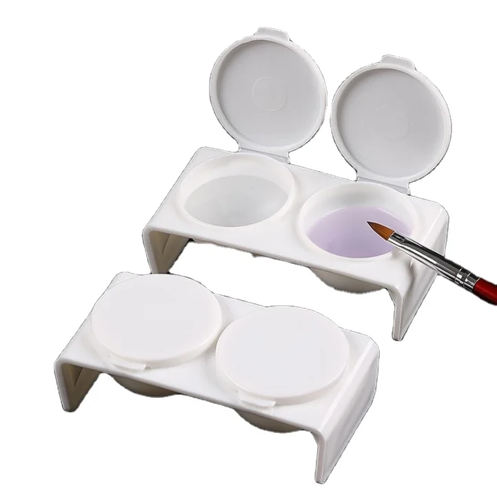 Double hole pencil washing mug for manicure tools white nail liquid acrylic plastic clean gel polish brush cup