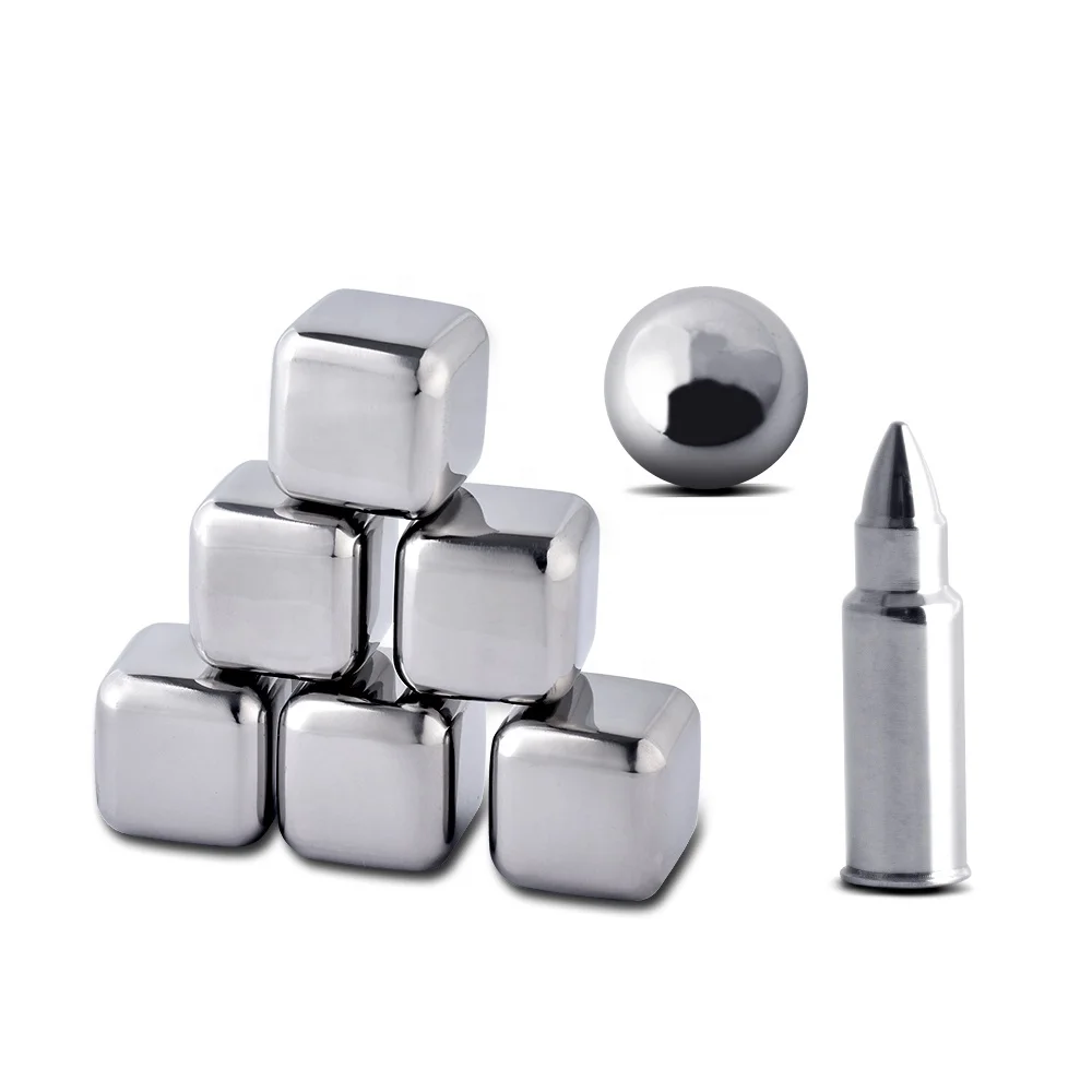 OUYADA Factory Direct Bar Accessories Cooling Stones 6pcs/set Stainless Steel 304 Whiskey Ice Cube Set