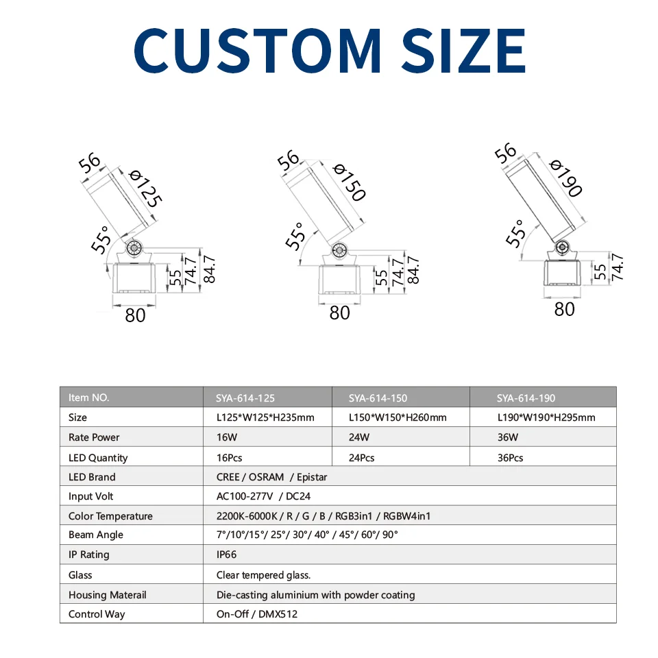 SYA-614 Professional Custom 16W/24W/36W spotlights with low power  consumption led projector lamp