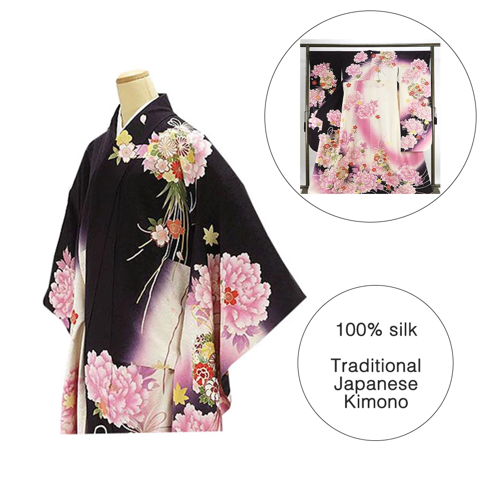 Furisode Kimono Dress Traditional Japan Yukata Women For Sale