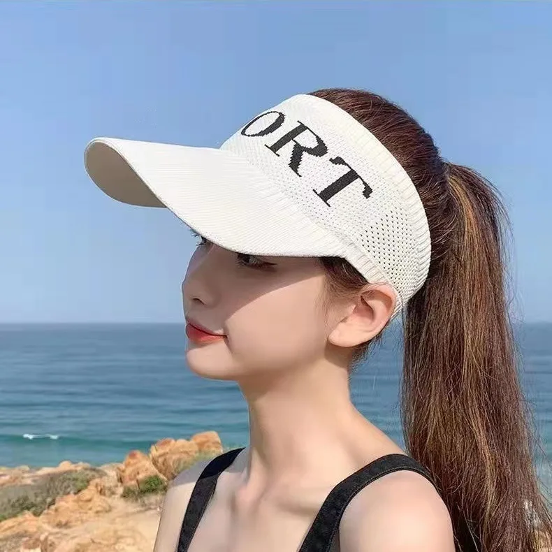 Adjustable Summer Breathable Anti-Ultraviolet Sun Hat for Men and Women Solid Color Letters Sports Wind Visor Cap