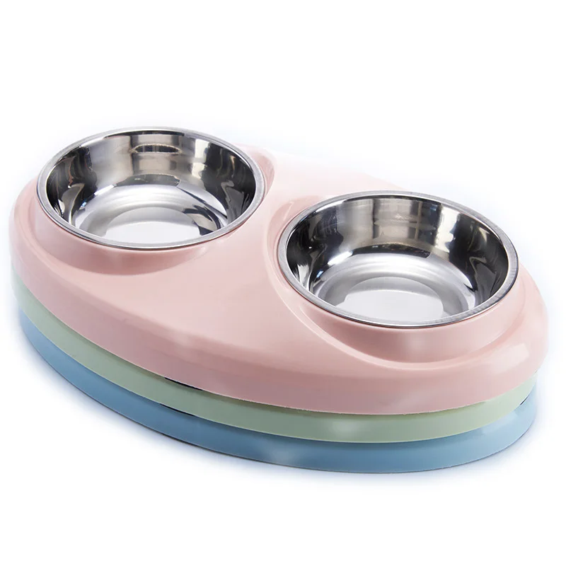 Amazon Hot Sale Stainless Steel Taiji Double Pet Bowl Dual Purpose Plastic Dog Cat Feed Bowl from Pet Supplies Manufacturer