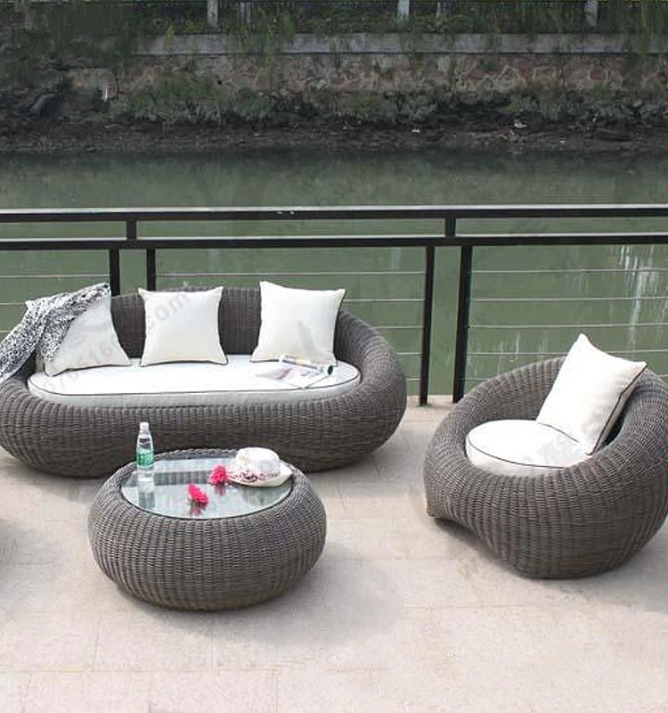 Outdoor Durable PE Rattan Sofa Set Woven Garden Terrace Courtyard Rattan  Leisure  Table Chair for outdoor Furniture