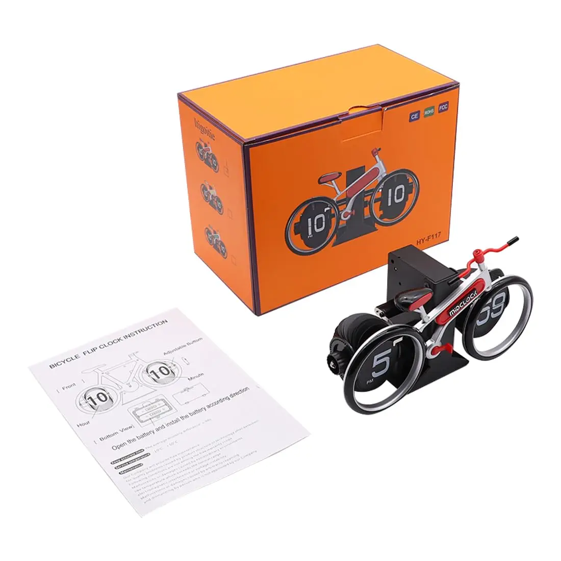 Creative bicycle flip clock home desktop personality bicycle shape flip clock fashion Home And Office decoration Gift clock