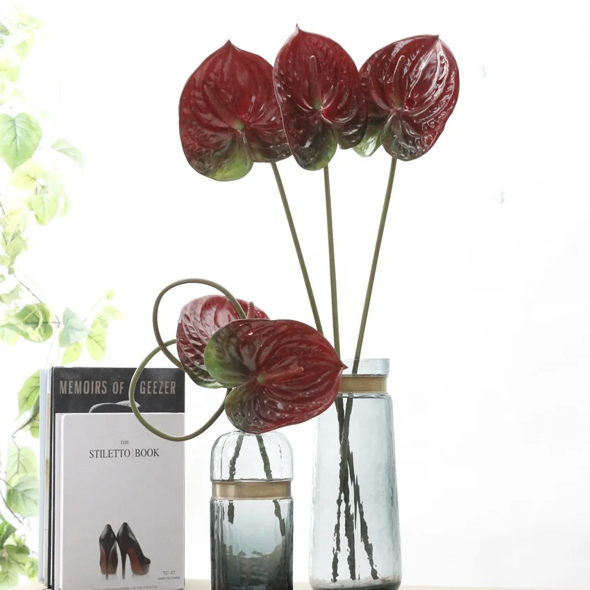 Hot sale Natural Artificial flowers Anthurium for wedding decoration
