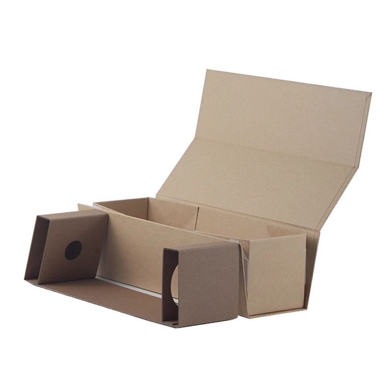 Luxury Magnetic Wine Paper Wine Box For Whisky Packaging Gift Box With Silk Ribbon Handle