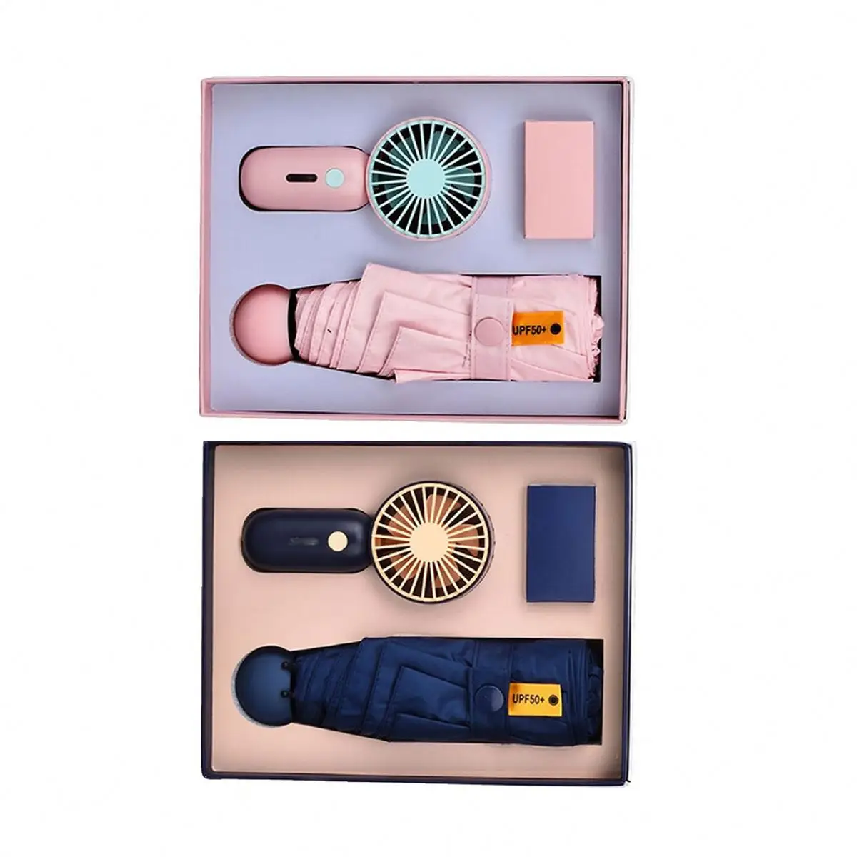 2022 new idea custom logo printing MINI FAN and Umbrella luxury business gifts set for men and women
