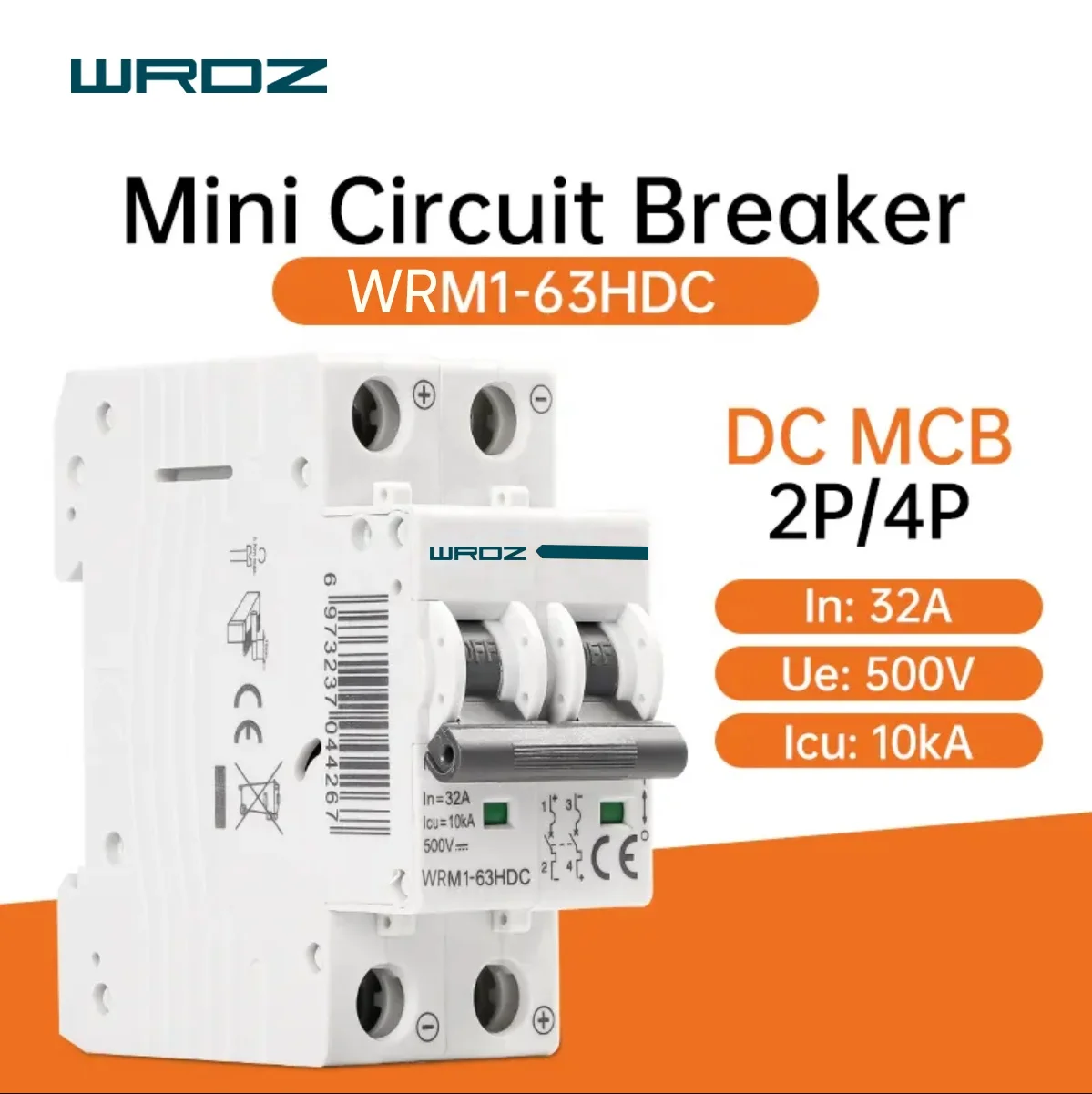 DC 2P 6- 25 Amp  MCB Professional compact Circuit Breaker Manufacturer