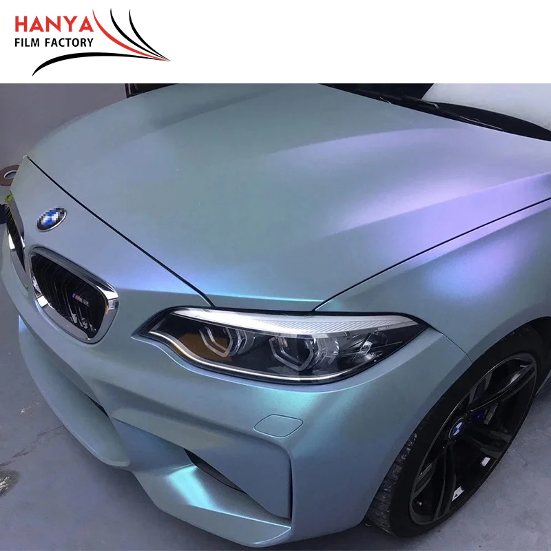 Air Free Bubble Flash Matte Gray Blue Best selling Chrome Vinyl Wrap Film Automobiles Car Wrapping Stickers with Green Color