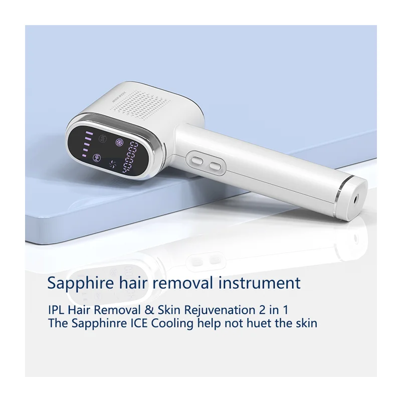 HANQI T023K Sapphire Use IPL Hair Removal Device Cooling and Skin Color Recognition Home Ice for Women Men Plug in Use Products