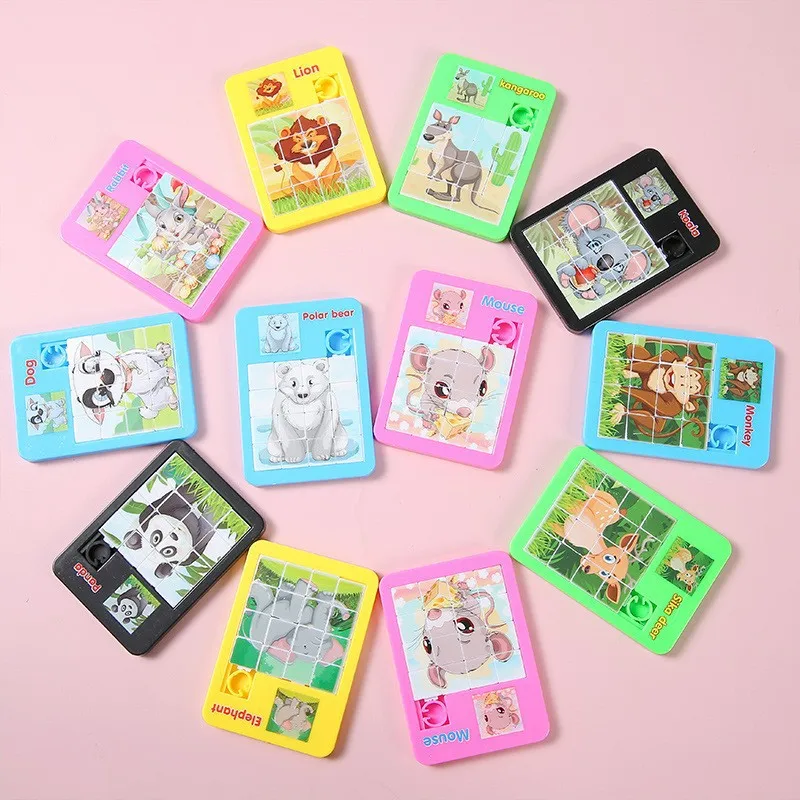 Wholesale Mini Plastic Sliding Animal Jigsaw Puzzle Board Game Montessori Educational Toys for Kids Boys Girls