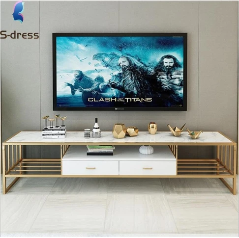 morden iron frame marble tv stands table for home