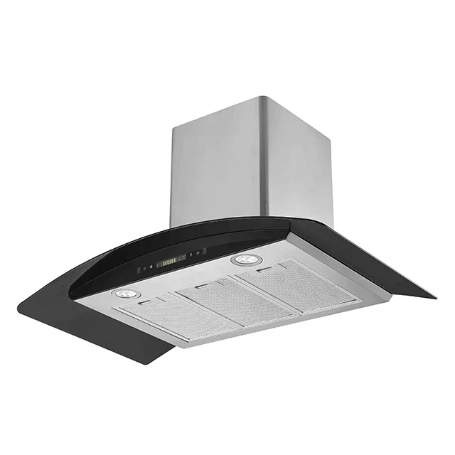 Inox curve glass range hood Home appliance Cooker Hood low noise Electric extractor chimney hood