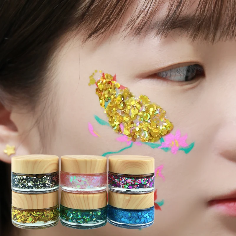 Hot sale OEM chameleon cosmetic nails face art sequins mixed clear glue  holographic chunky glitter