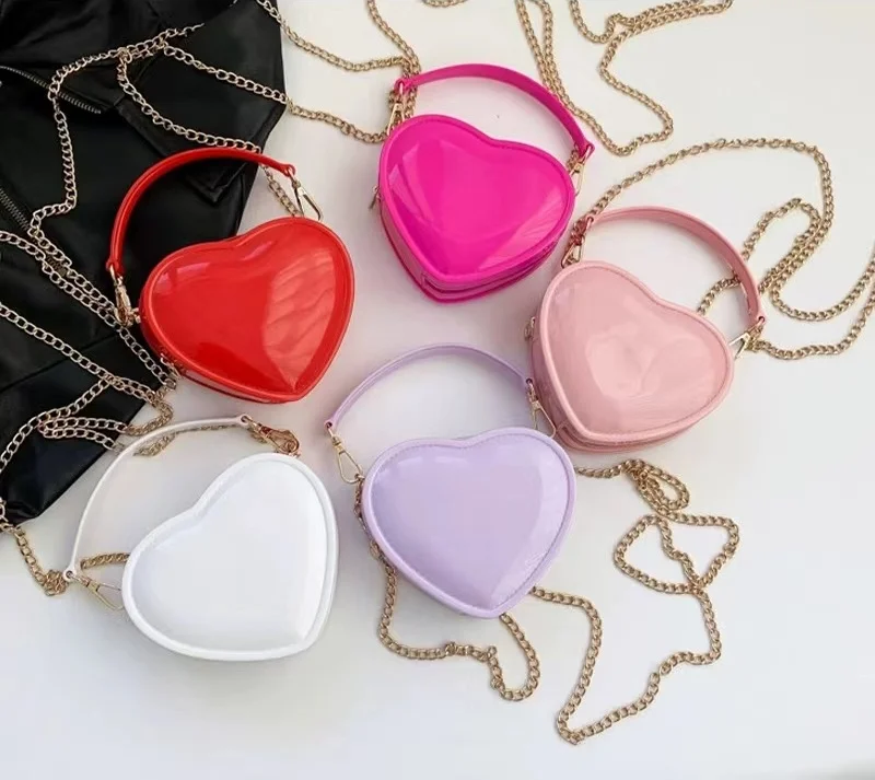 2024 конфеты в форме сердца ПВХ Маленькая женская сумочка через плечо Милая мини-сумка для детей