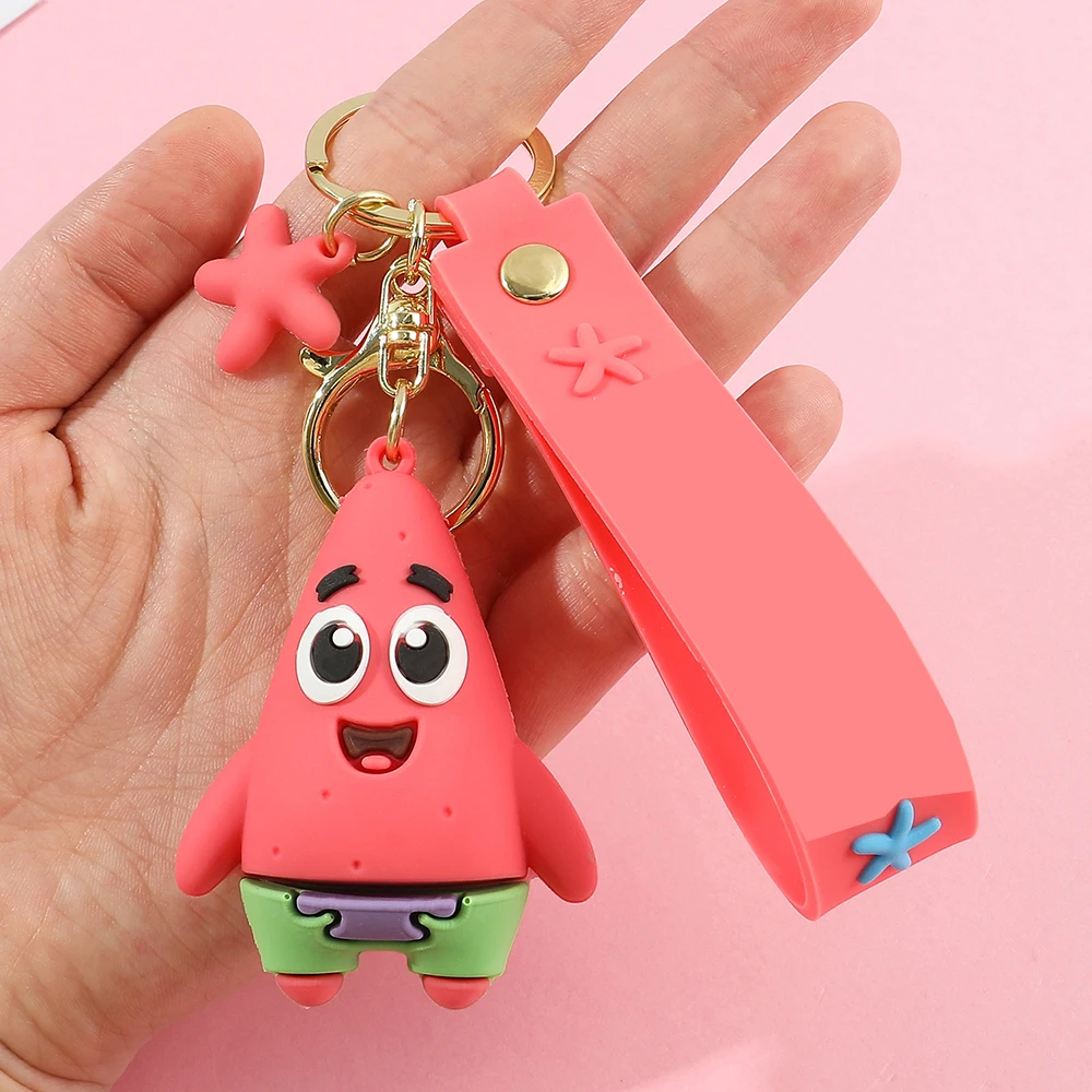 LC051/LC052 Keyrings Popular Cartoon Anime Keychains Patrick Star Eugene H. Krabs Sandy Cheeks Gary Key Rings Decoration Gift