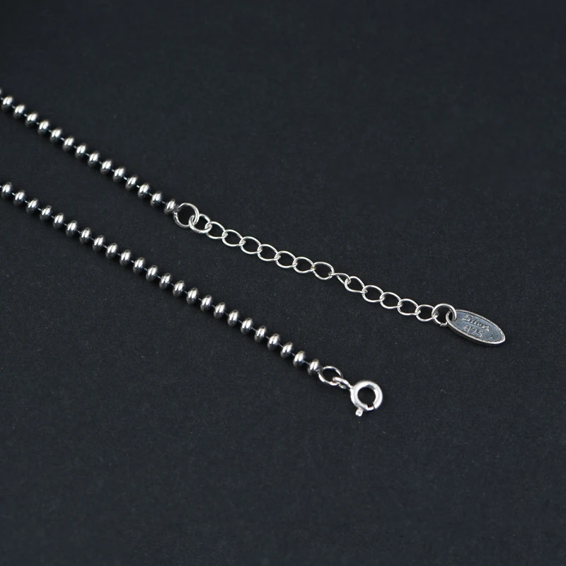 Authentic silver chain S925 Sterling Silver Chain Jewelry 2.5mm Vintage hip hop Silver Bead Necklace for men and women