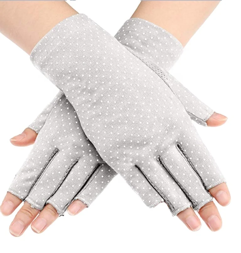 Модные женские солнцезащитные перчатки без пальцев УФ солнцезащитные легкие хлопковые перчатки для вождения