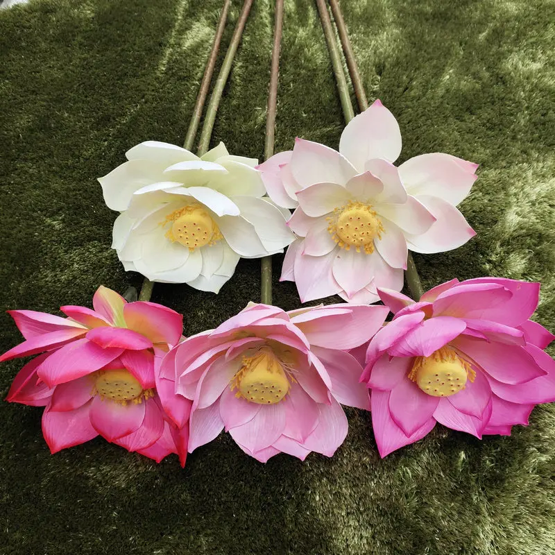 JD0070 New arrival Single lotus simulation flower home Hotel decoration Silk PE Artificial Water Lily
