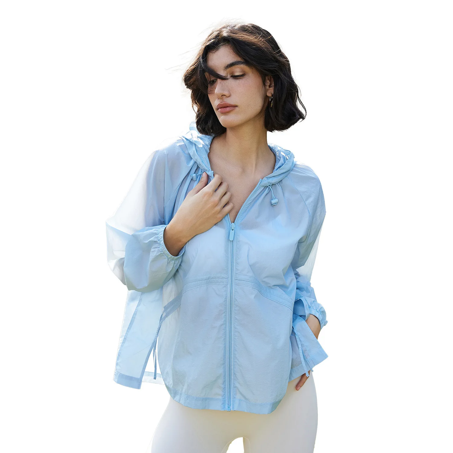 Summer lulu thin hooded yoga coat women relaxed relaxed breathable fitness wear senior sense waist slimming sportswear
