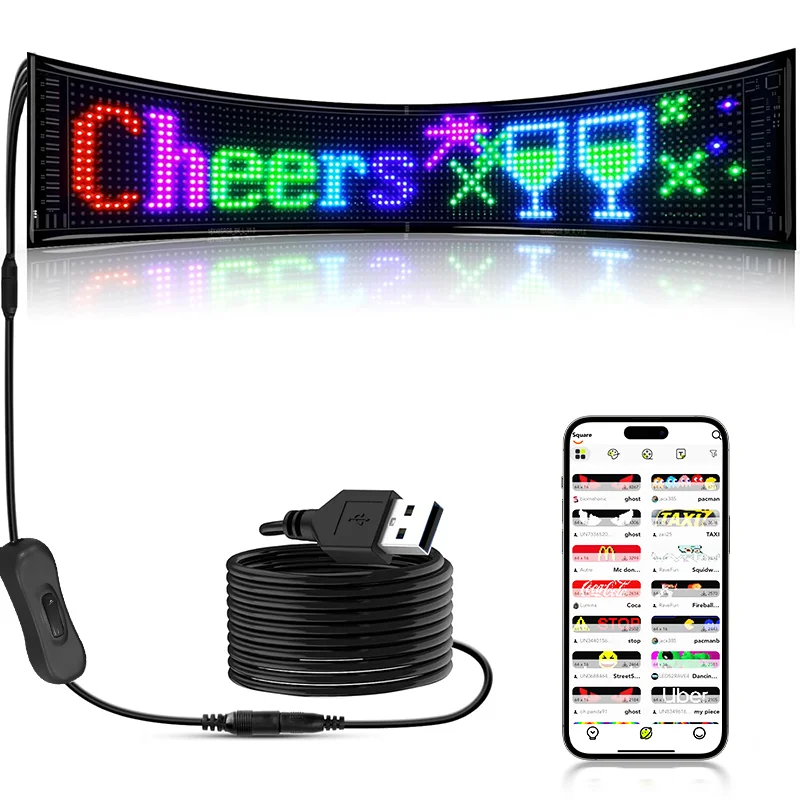 Waterproof App Flex LED glow car rear window digital display sticker programmable Flexible EL Glow LED Panel for car vehicle