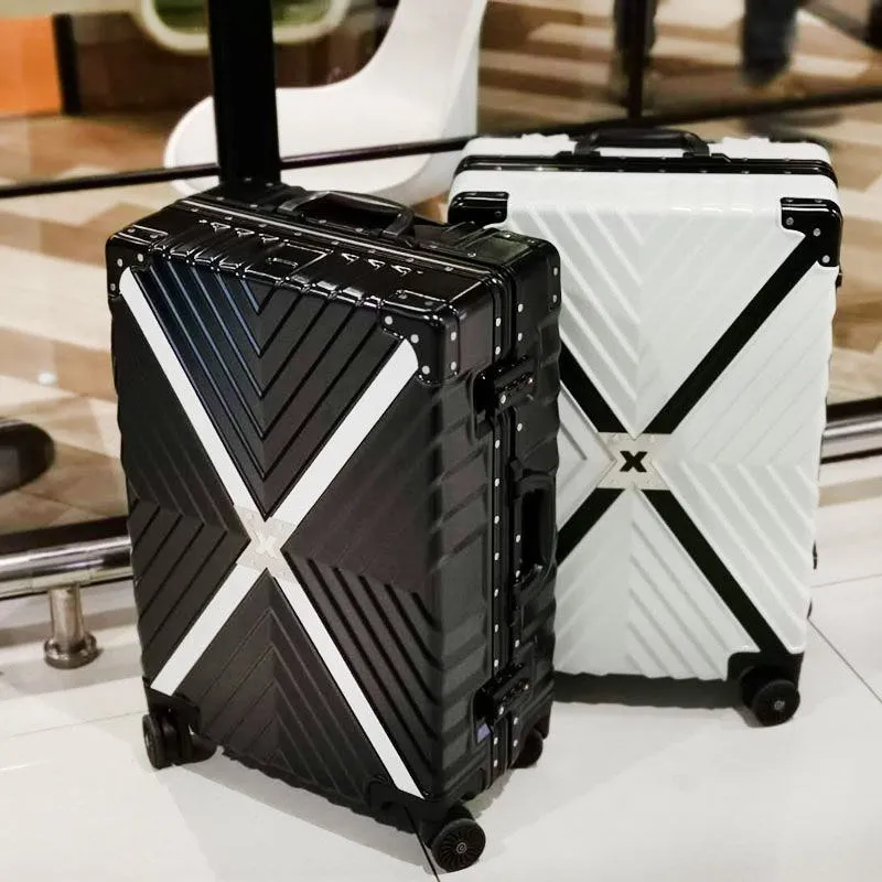 
Aluminum Suitcase Set with Hidden Compartment ABS Luggage with Quiet Wheels 