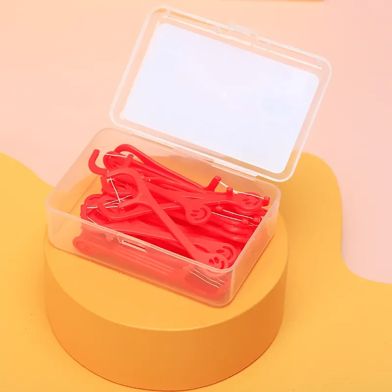 Custom Colorful Portable Dental Floss Pick Dispenser with Plastic Box