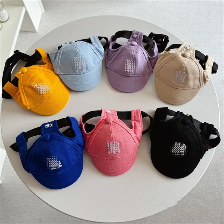 Luxury dog products pet accessories pet hat summer canvas pet baseball cap with ear holes