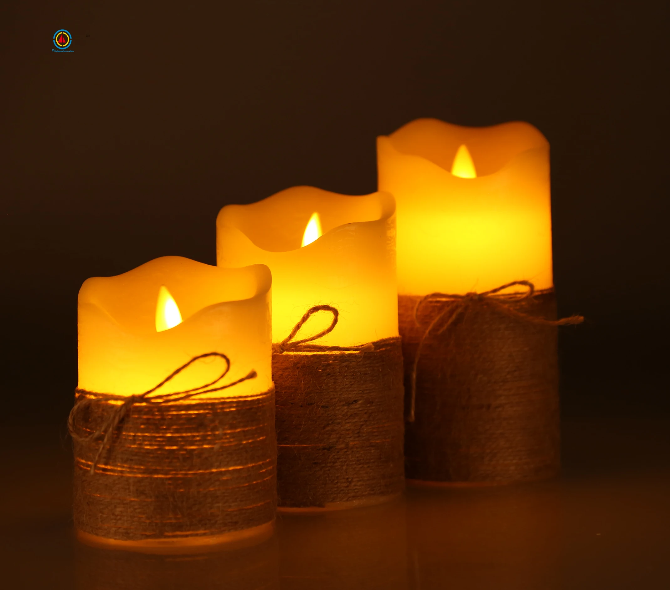 Bowknot Rope Electric Swing Flameless Pillar Candles LED Candle with Remote & Timer
