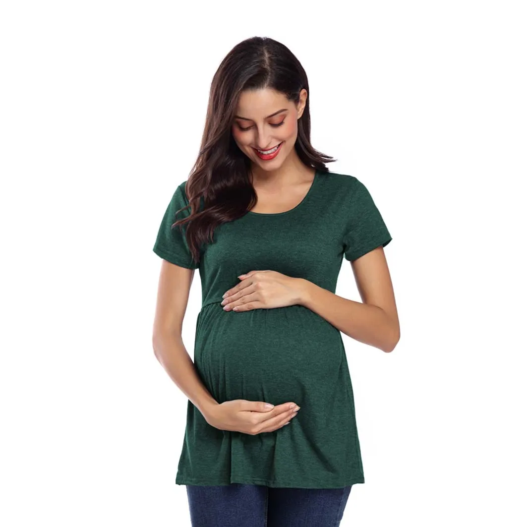Factory Price Colorful Women 1 Piece Shirt Woman Cotton Nursing Feeding Clothes Maternity Tops