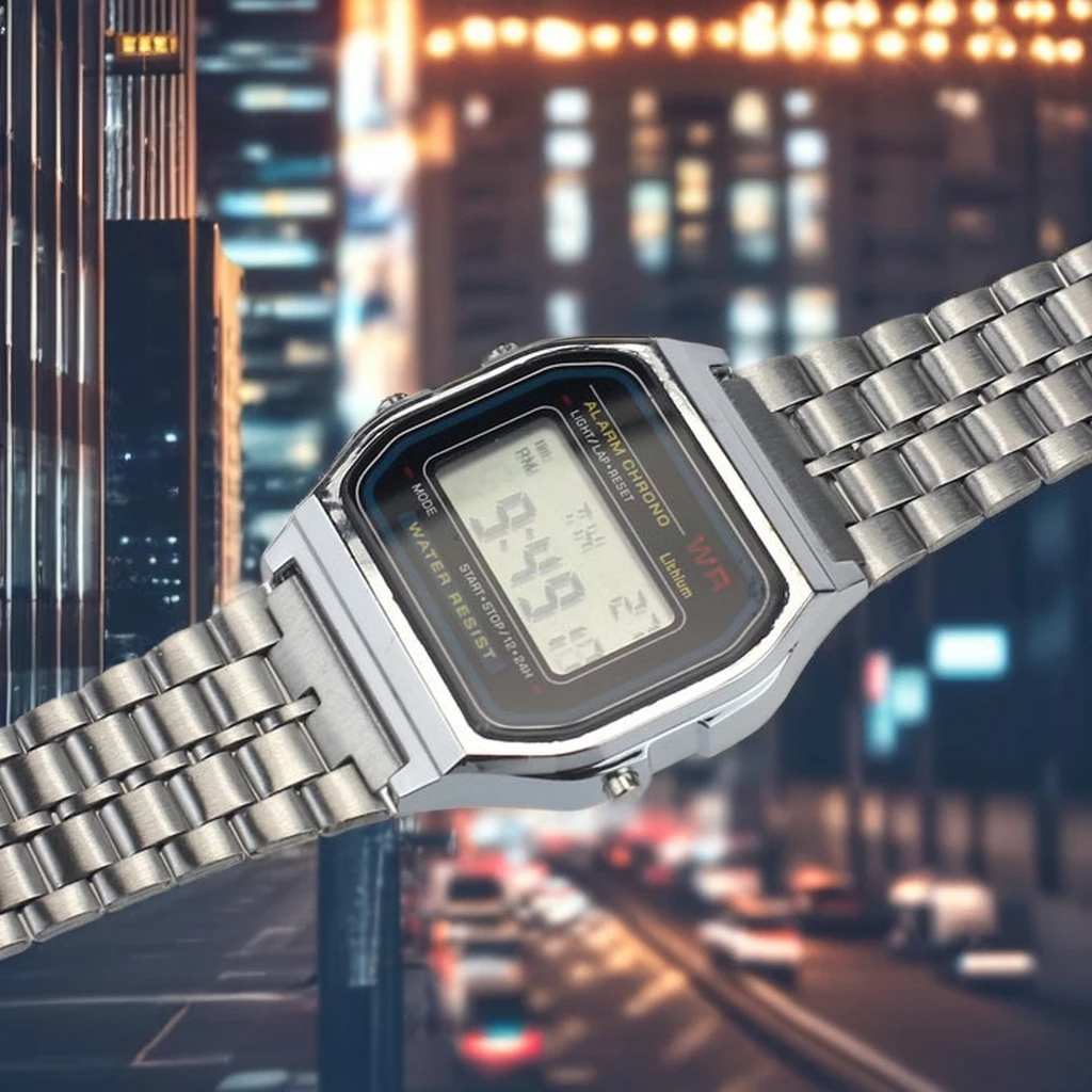 Luxury Unisex Sport Quartz Digital LED Wrist Watch Luminous Colorful LED Display Stainless Steel Band Alloy Case Featuring Alarm