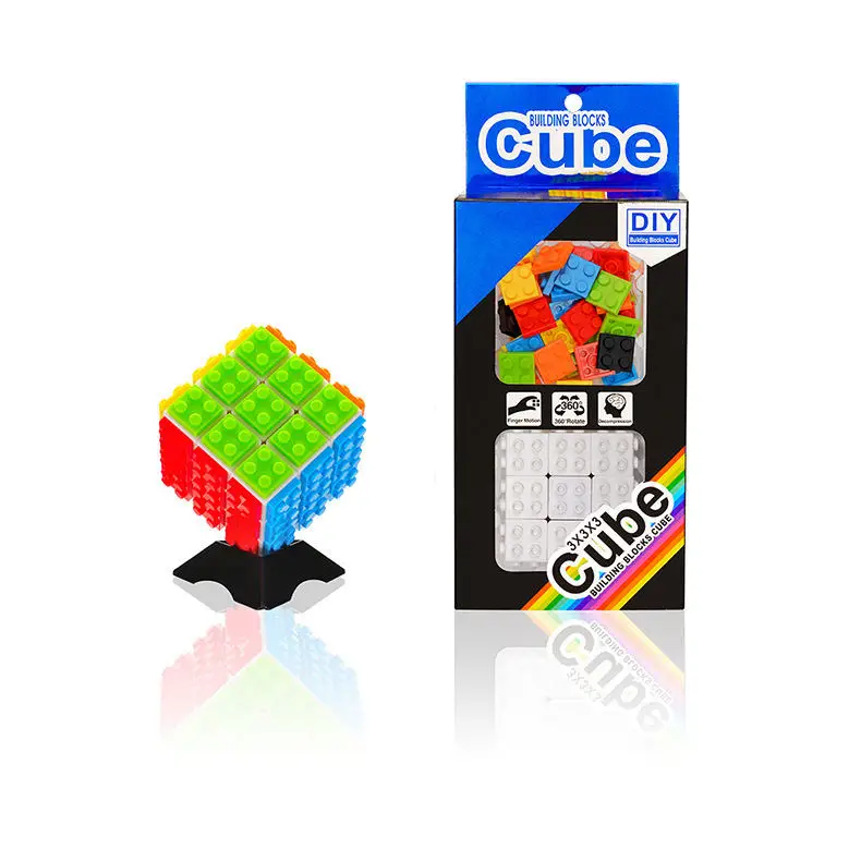2in1 Magic Cube Brain Teaser Puzzle Toy 3x3 Rubix Build-on Bricks Novelty Gift Compatible with Building Blocks Kit Juguetes
