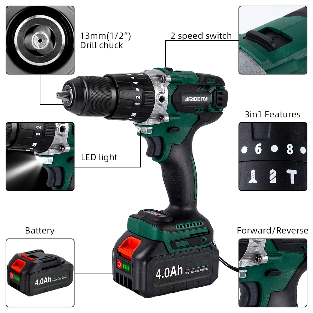 cordless drill 20v Replacement Portable Power Tools Electric Hammer Battery Operated Drill Brushless Drill