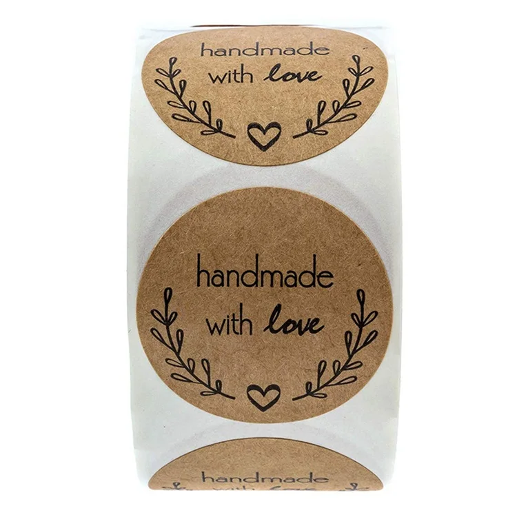 DIY Packaging Label Stationery Custom Design Wholesale Kraft Round Label Sticker