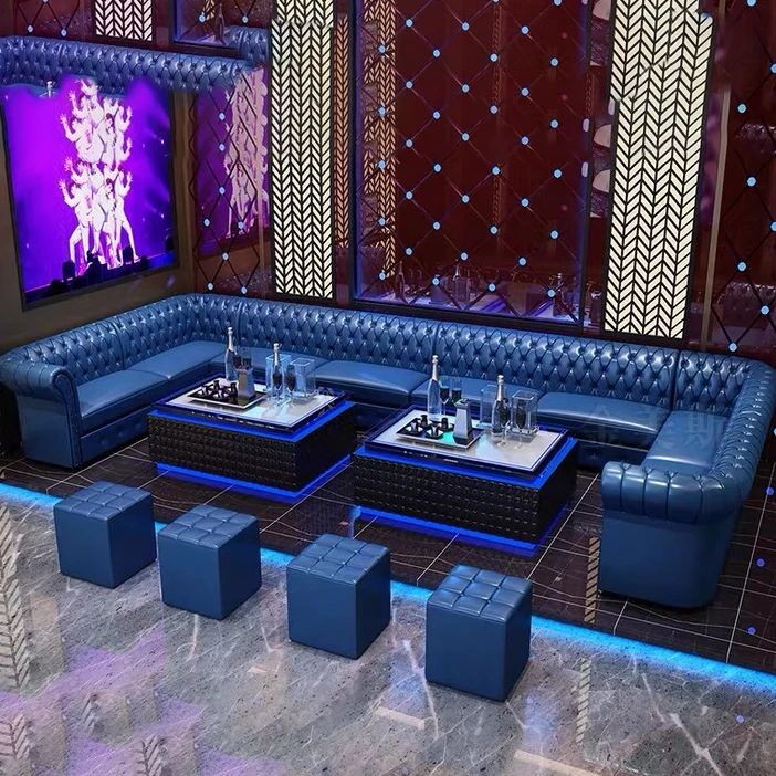 Custom KTV Bar Sofa Luxury Restaurant Furniture Sofa Set Black Marble Dining Table And Chairs Booth Seating Club Cafe Pub Bar