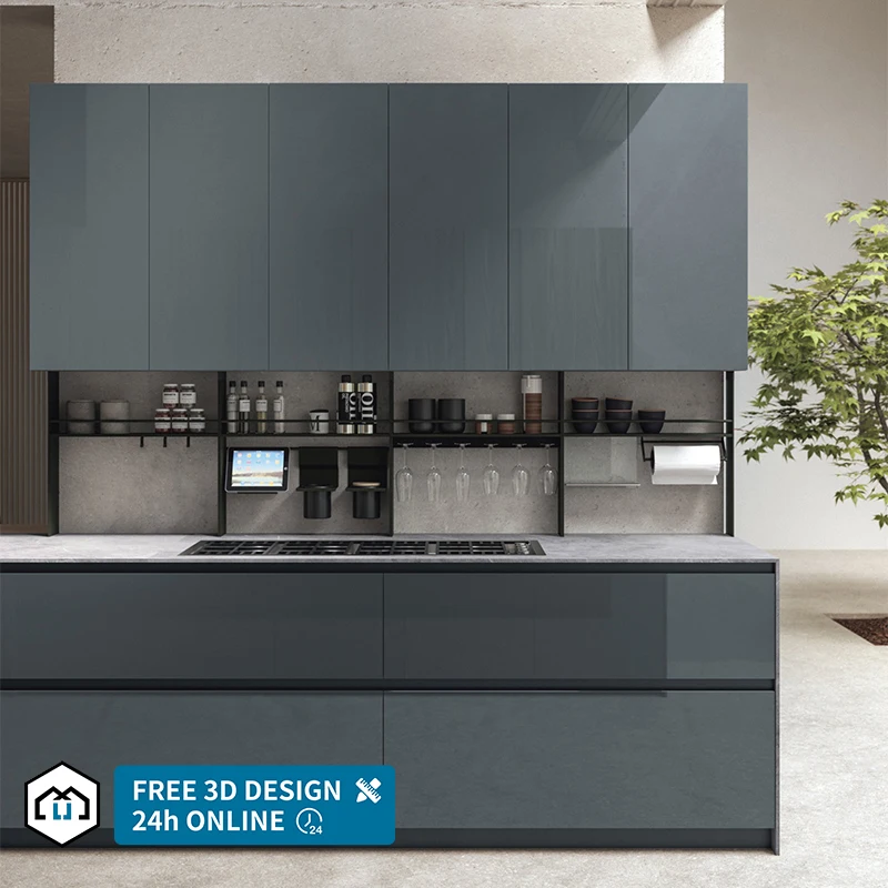 Luxury Modern Modular Prefab Built In Portable BBQ Outdoor Kitchen Cabinet Set With Grill and Fridge Under Pergola