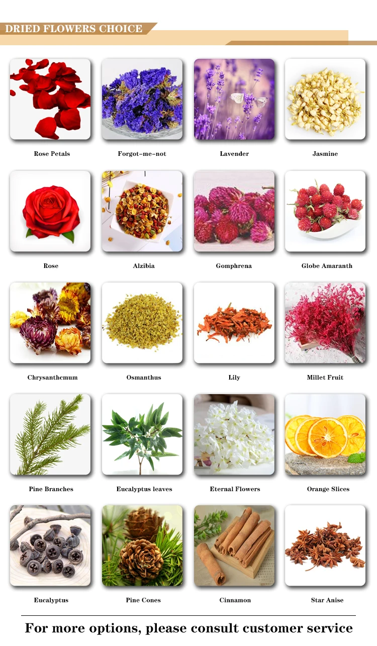 Best selling handmade private label customized soy scented candle with dried flower  inside