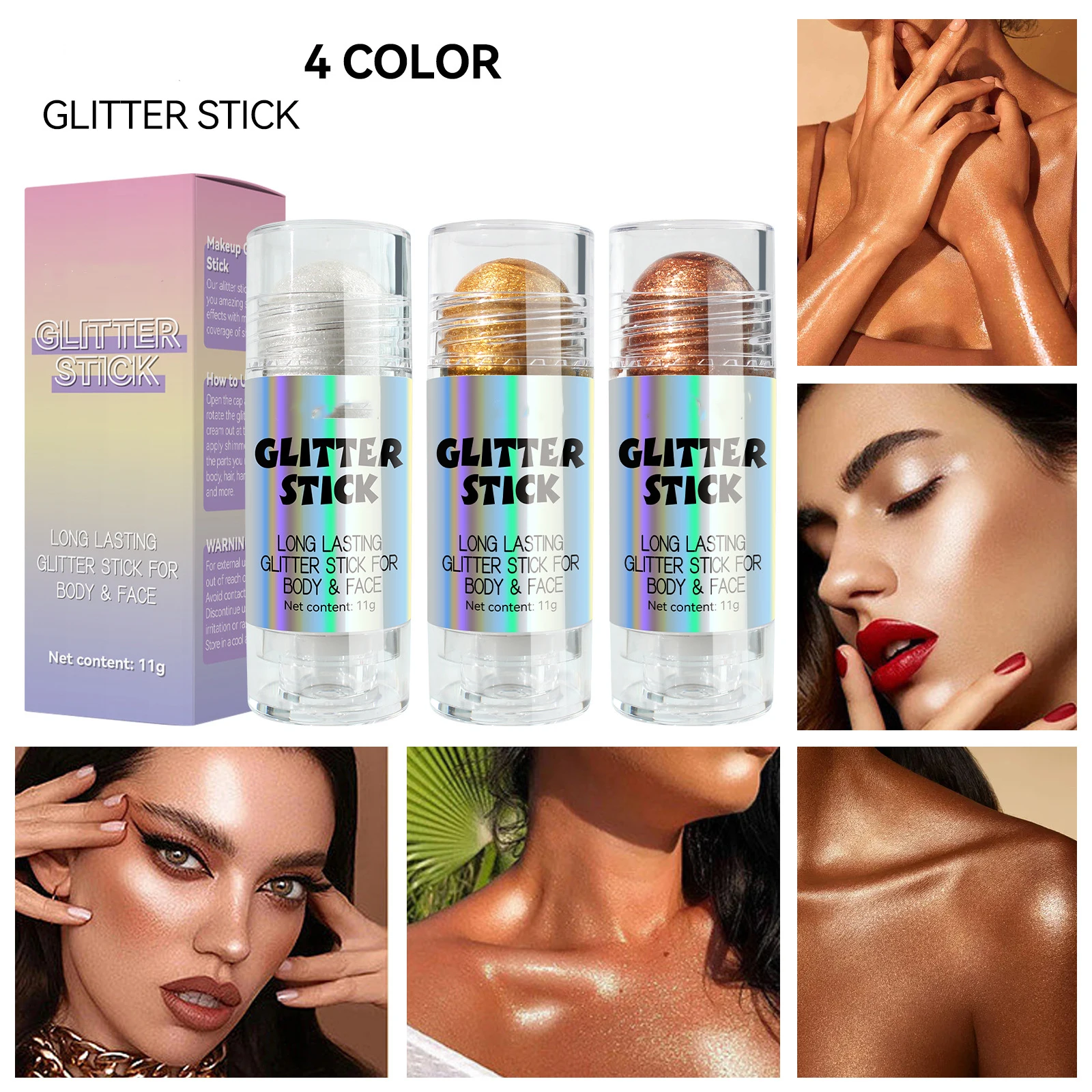 Multifunction Customized Label Makeup Powder Shimmer Bronzer Highlighter  Body Glitter