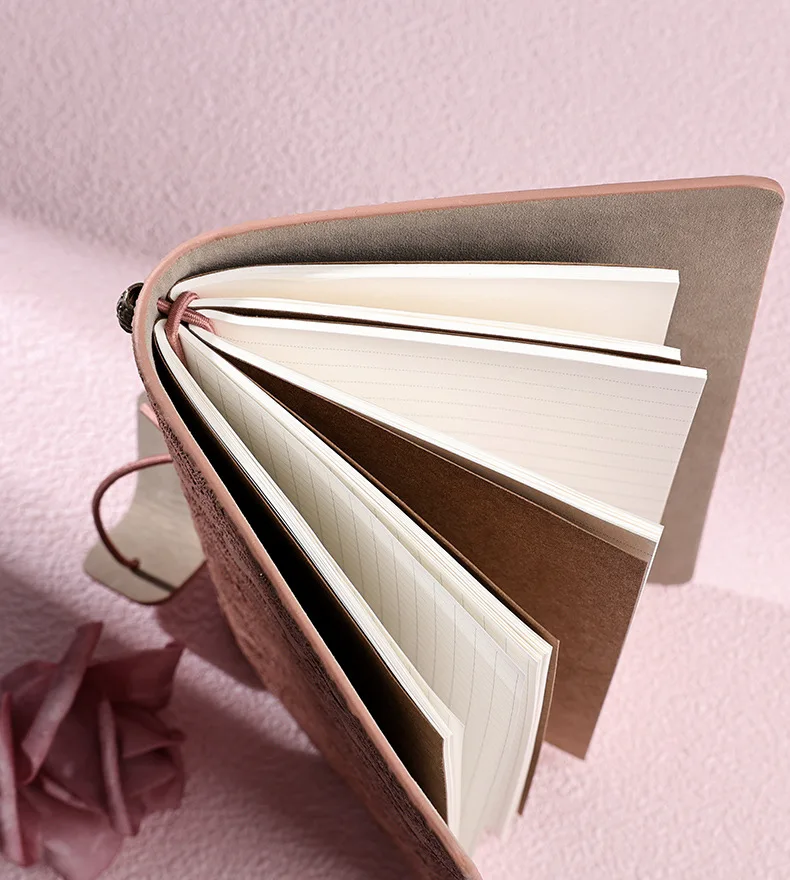 Customized Journal Books Engraved Lace Kraft Paper Inner Page Environmental Protection Office Memo / Student Notepad