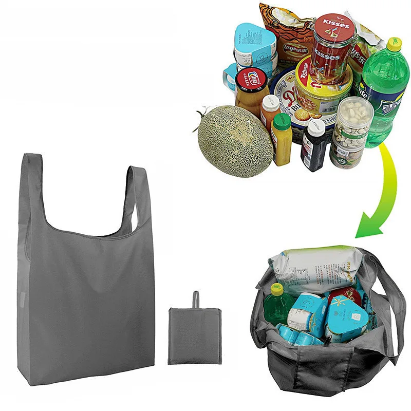 2024 New Inventions Foldable Reusable Large Capacity Food Supermarket Folding Polyester Shopping Net Tote Bag with printing