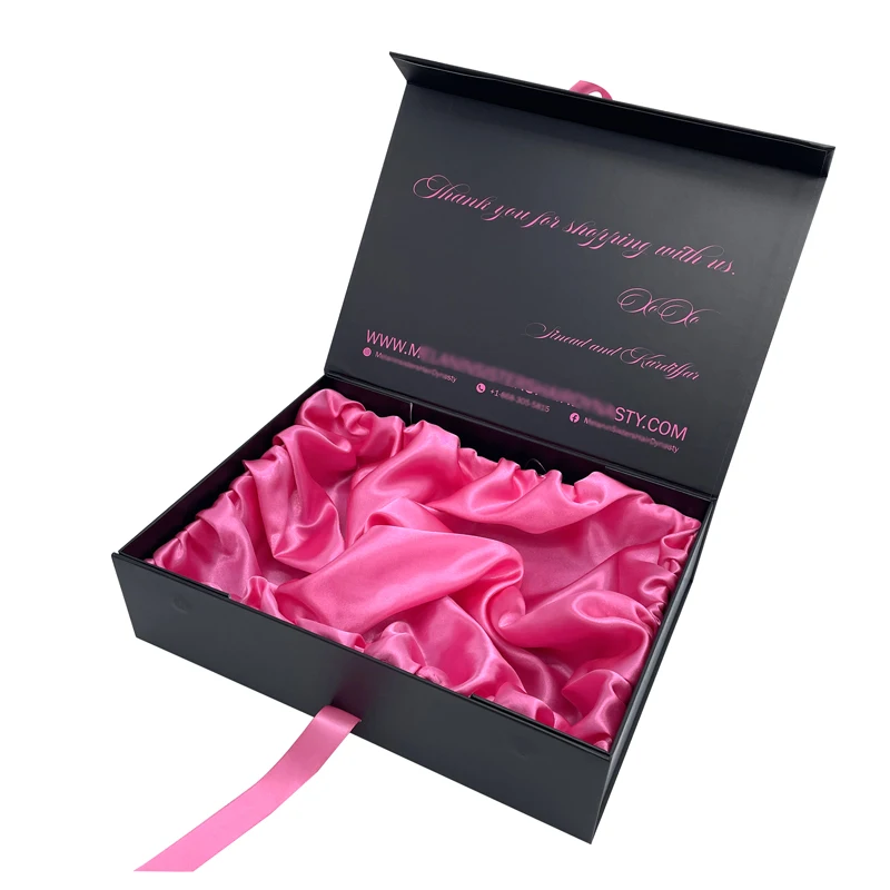 Wholesale Custom Private Label Luxury Black Band Magnetic Gift Hair Oil Product Packaging Boxes